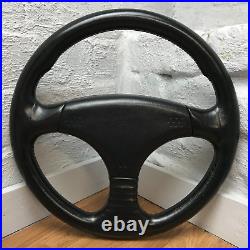 Genuine Momo V36, 360mm black leather, 3 spoke steering wheel. D&W. 7D