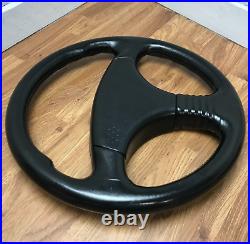 Genuine Momo V36, 360mm black leather, 3 spoke steering wheel. D&W. 7D