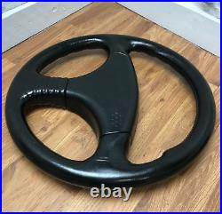 Genuine Momo V36, 360mm black leather, 3 spoke steering wheel. D&W. 7D