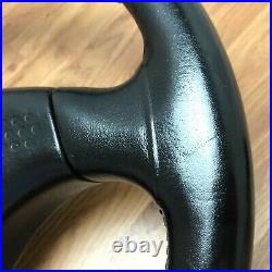 Genuine Momo V36, 360mm black leather, 3 spoke steering wheel. D&W. 7D