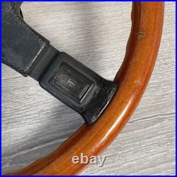 Mitsubishi 380mm Black Leather / Wood Rim Italvolanti Steering Wheel Classic Car