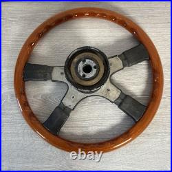 Mitsubishi 380mm Black Leather / Wood Rim Italvolanti Steering Wheel Classic Car