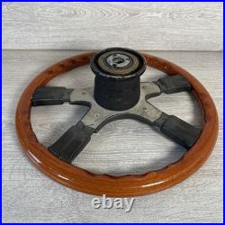 Mitsubishi 380mm Black Leather / Wood Rim Italvolanti Steering Wheel Classic Car