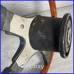 Mitsubishi 380mm Black Leather / Wood Rim Italvolanti Steering Wheel Classic Car