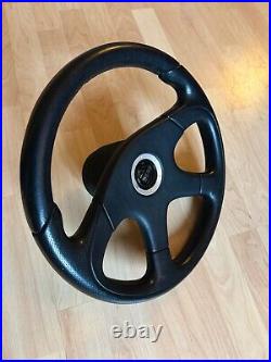 Momo Ghibli Genuine M36 4 spoke Black Leather steering wheel with VW Hub