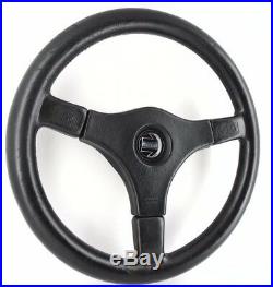 Momo Master 360mm 3 spoke black leather car steering wheel. Genuine. Classic 7C